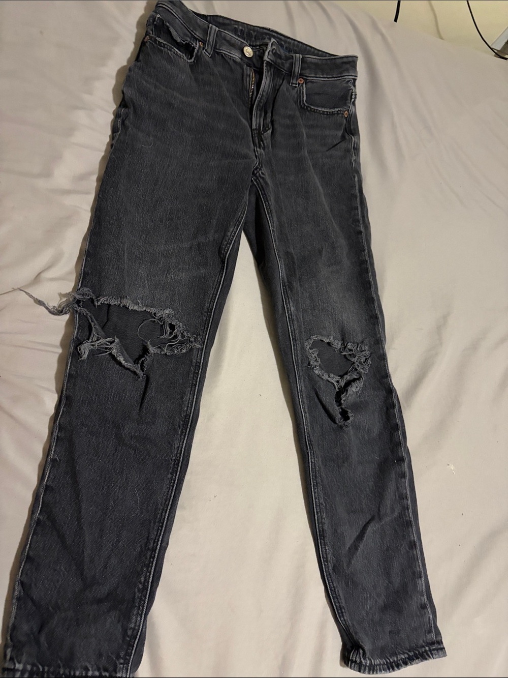 American Eagle Outfitters High-Rise Distressed Black Jeans